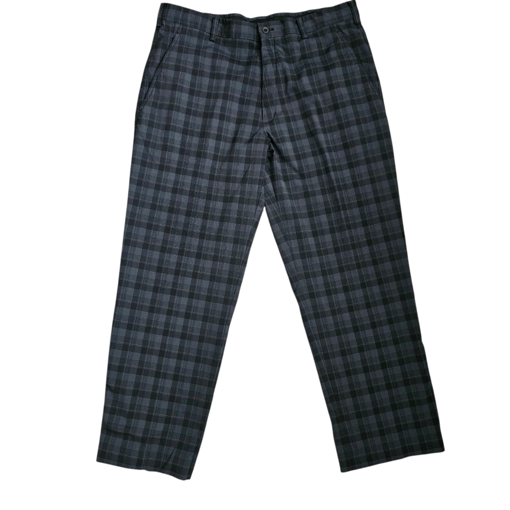 Nike Golf Fit Dry Pants Chino Pockets Black Gray Plaid Mens 36x32 Actual 36x28.5